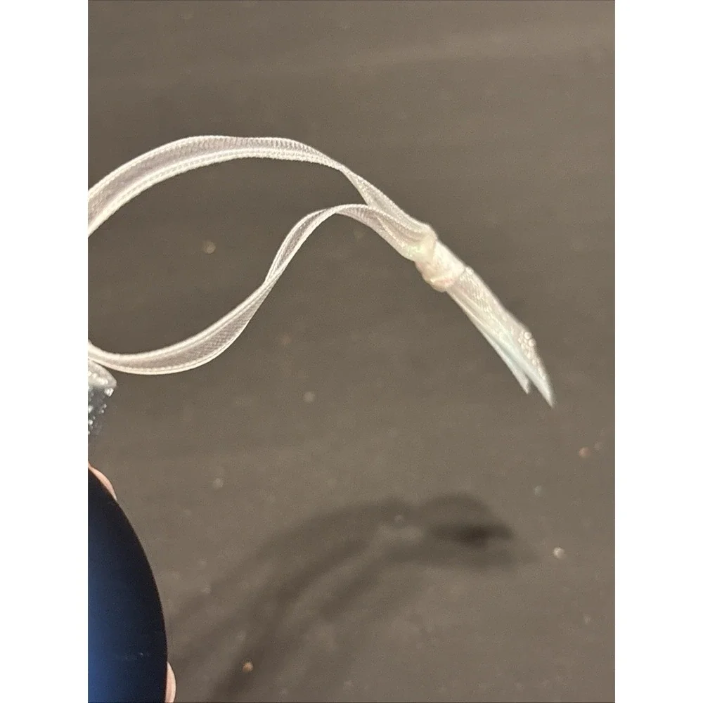 Hand Painted Glass Christmas Ball Ornament Winter Forest Navy Blue 3